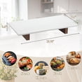 thumbnail image 2 of Marble Charcuterie Board Display White Cheese Cutting Footed Stand Tray with Wooden Feet for Vanity, Kitchen and Serving, or as a Gatherings Elegant Cheese Board Gift, 2 of 4