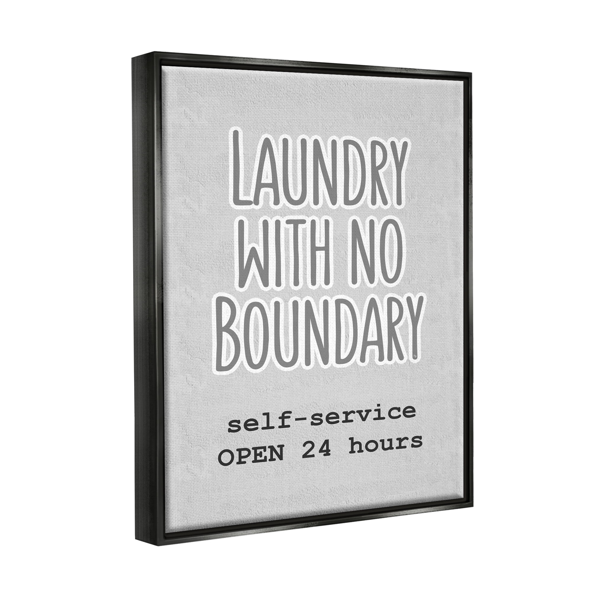 Stupell Industries Laundry Self Service Phrase Novelty Painting Black Floater Framed Art Print Wall Art, 25 x 31