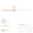 thumbnail image 5 of Aero 52in 3-Blade Smart Flush Mount Fan 2700K-6000K CCT Tunable Range LED Light Kit with Remote Control and White Hardware with Reversible Blades Natural Wood or White Works With iOS or Android App, 5 of 10