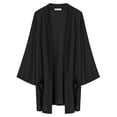 thumbnail image 6 of Grace Karin Women's Open Front Cardigan Oversized Waffle Knit Long Batwing Sleeve Sweaters with Pockets,Black, 6 of 6