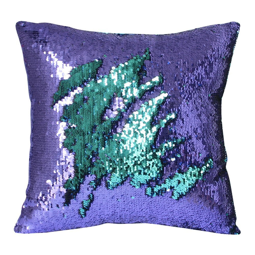 16" Magic Mermaid Pillow Case Reversible Sequin Glitter Sofa Cushion Cover Car 