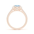 thumbnail image 2 of ANGARA Natural Oval 1.5 ct Aquamarine Split Shank Halo Ring with Diamonds in 14K Rose Gold for Women (Size-9x7mm) | March Birthstone, Anniversary, Jewelry Gift for Women | Natural Aquamarine Ring, 2 of 10