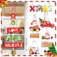 thumbnail image 2 of Letrero de bienvenida para colgar en la puerta, decoración navideña, pancarta de anuncio para puerta, placa de pared, adorno colgante para fiesta, Papá Noel, muñeco de nieve, 2 of 5
