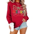 thumbnail image 2 of Wutalume Women's Casual Character Print Round Neck Long Sleeve Sweatshirt, Comfortable Loose Fit for Stylish and Relaxed Wear,for Home, Work, or Outdoor Activities,Red 2XL, 2 of 3