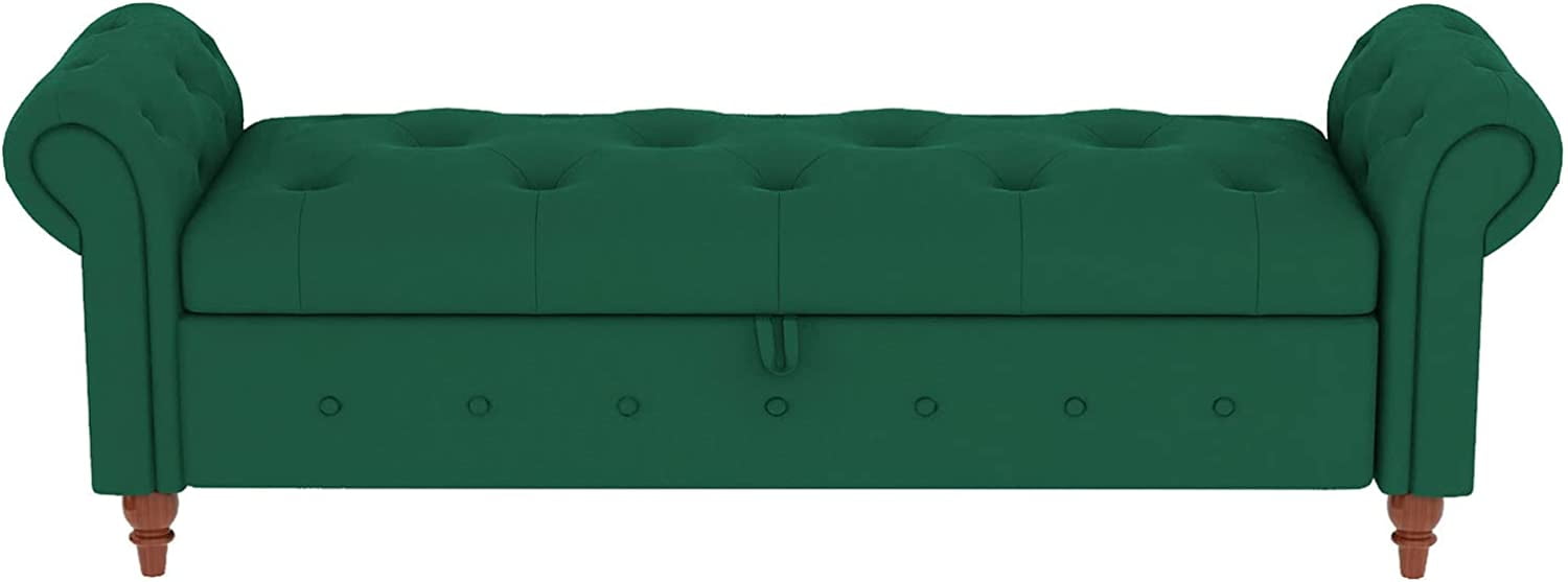 GNIXUU Storage Benches End of Bed Chaise Lounge Rolled Armed Fabric