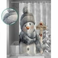 thumbnail image 3 of 60x72 Inch Shower Curtains for Bathroom Grey Snowman Christmas Fabric Bath Curtain Decor Xmas Snowflake Tree Gray Waterproof Restroom Curtains Shower Set Accessories with 12 Hooks 60 Inch, 3 of 6