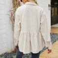 thumbnail image 5 of Women's Corduroy Button Down Shirts Collared Solid Long Sleeve Peplum Tops Pleated Casual Loose Fall Blouse Tee, 5 of 9