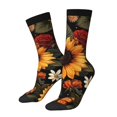 thumbnail image 2 of Uemuo Sunflower Floral Butterfly Pattern Women's Crew Socks, Soft Durable Breathable Moisture-Wicking with Odor Control Cotton socks, 2 of 9