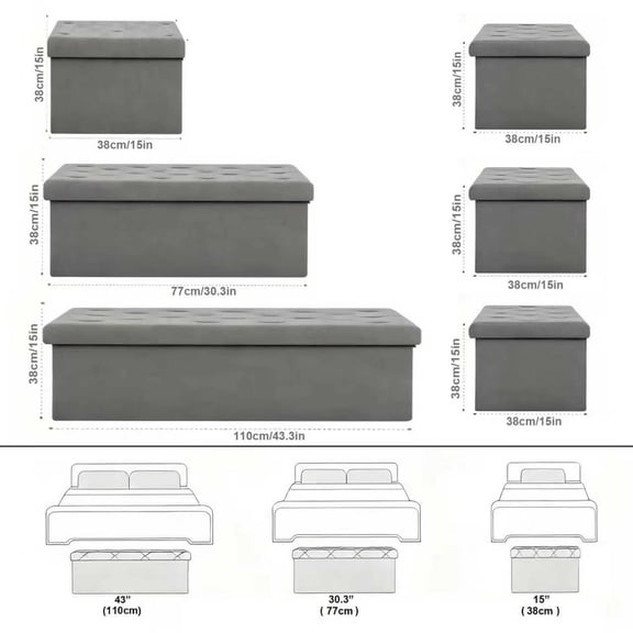 Heavy-Duty Multi-Purpose Folding Storage Ottoman Bench With Seat | Indoor/Outdoor, Space-Saving Design, Non-Porous Easy-Clean Surface - Perfect For Living Room, Bedroom, Patio,