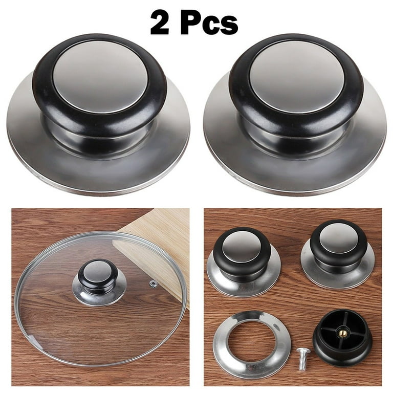 Gerich 4 Pcs Replacement Knob Handle for Glass Lid Pot Pan Cover Cookware  Kitchen Tools Black 