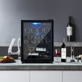 thumbnail image 3 of Wine Fridge 16 Bottle Capacity, Wine Cooler Temperature 7 Levels Adjustable, Temperature Range 40~61°F, Wine Cooler Refrigerator for Red White Wine, Champagne, Beer with Blue Interior Light, 3 of 9