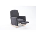 thumbnail image 4 of Rocking Chair, Modern Upholstered Ergonomic Lounge Chair with Adjustable Footrest and Solid Wood Base, Comfy Armchair Reading Chair with Side Pocket for Living Room Bedroom, Dark Gray, 4 of 7