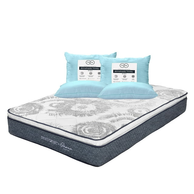 Colchón Queen Size Ghana Restonic + 2 Almohadas Trinity
