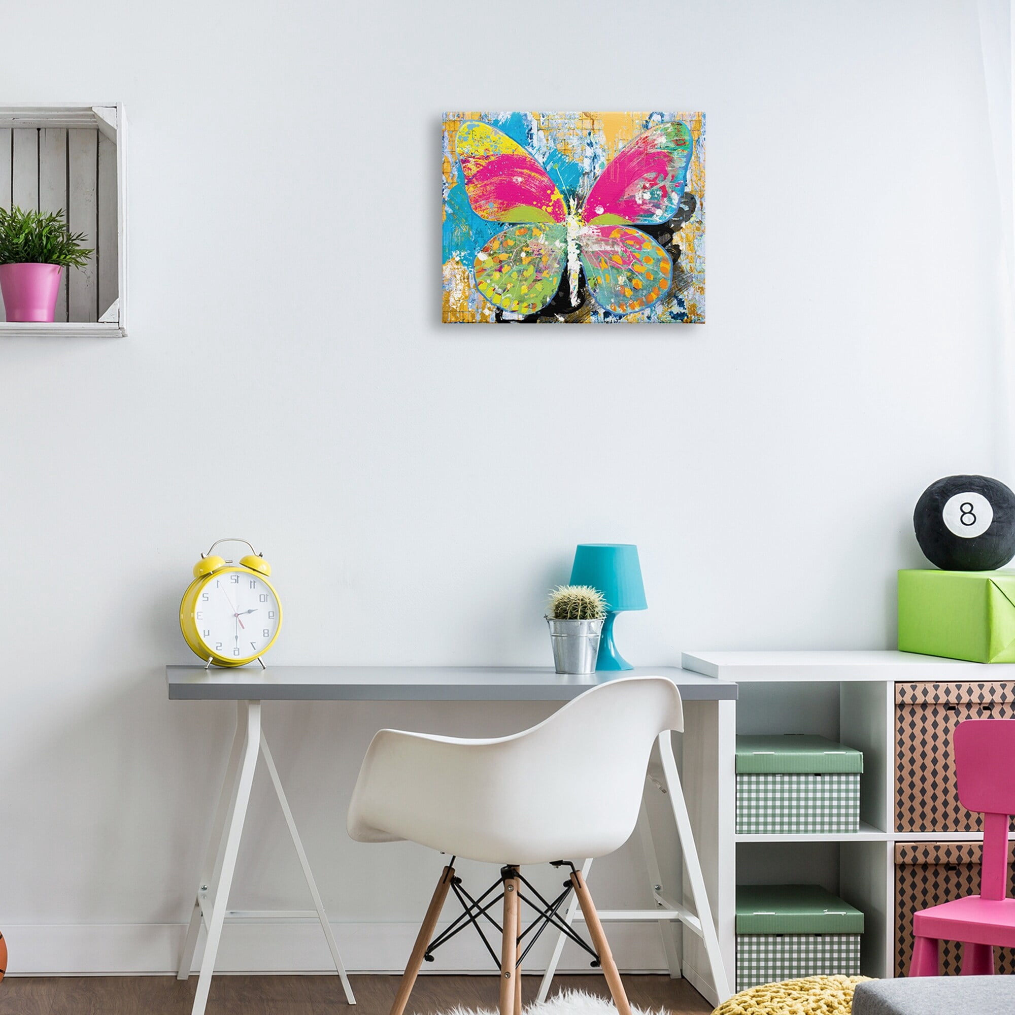 Stupell Industries Modern Abstract Vivid Butterfly Collage Illustration Kids Painting Gallery-Wrapped Canvas Print Wall Art, 20 x 16, Design by Porter Hastings