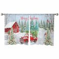 thumbnail image 6 of Christmas Red Truck Sheer Curtains 45 Inch Length 2 Panels Set, Semi Transparent Voile Rod Pocket Curtains for Living Dining Room Bedroom Drapes Winter Cardinal Xmas Tree, 6 of 8