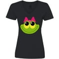 thumbnail image 3 of Inktastic Frog Face girl Women's V-Neck T-Shirt, 3 of 5