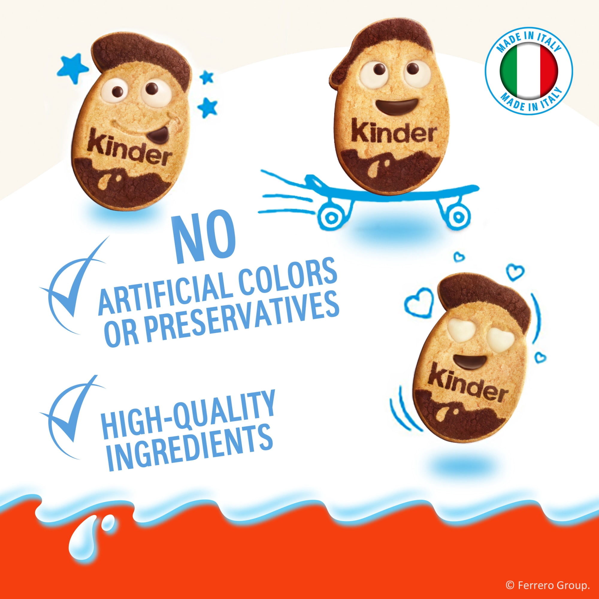(12 pack) Kinder Kinderini Shortbread Cookies, Crunchy Biscuits Snack with Fun Expressions, Resealable Bag, 8.8 oz