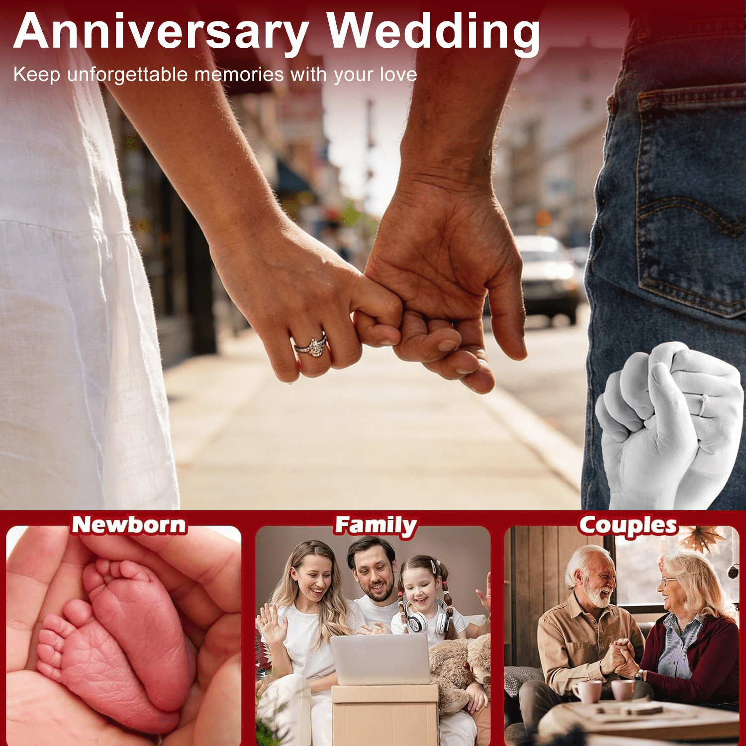 Hand Casting Kit, Couples with Practice Kit, Hand Mold Kit for Adults & Kids, Romantic Anniversary Wedding Birthday for Her or Him,Boyfriend Girlfriend Unique Gift for Valentines