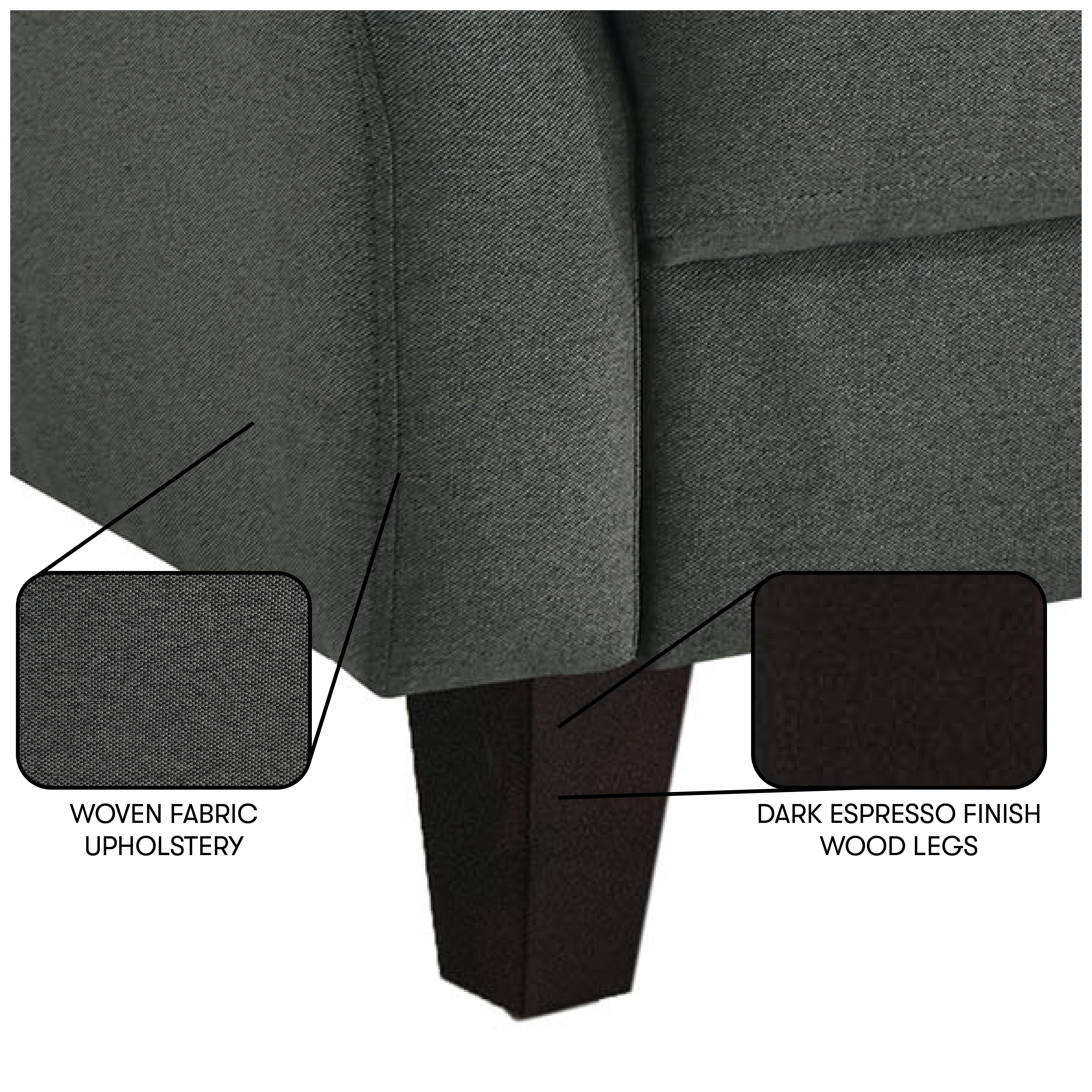 Serta Blythe Traditional Stationary Sofa, Heather Grey Fabric