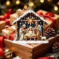 thumbnail image 4 of Yardvibe Handcrafted Christmas Nativity Ornament, 4 Inch Resin Hanging Piece with Radiant Star Accent, Holiday Display for Tree Mantel Shelf Window, Snowy Roof Manger Scene, 4 of 6