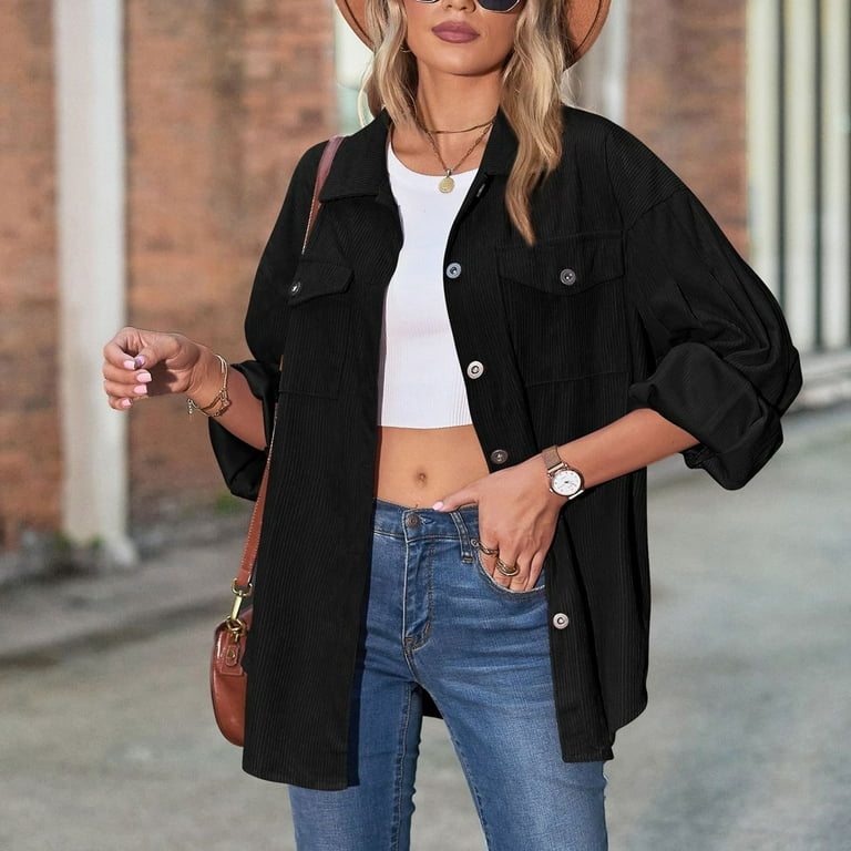 Womens black top shirt jacket