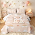 thumbnail image 2 of meiyoeat Cute Rainbow Love Heart Twin Quilt Set for Girls, Lovely Star Moon Twin Coverlet Set for Bedroom, Peach, 2pcs, 1 Comforter and 1 Pillowcase, 2 of 7