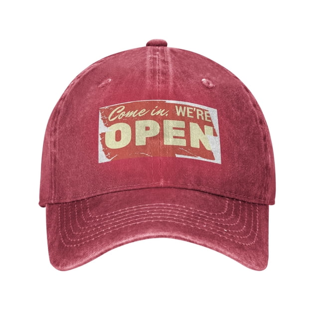 DouZhe Réglable Lavé Coton Casquette de Baseball - Entrée Ouverte Signe Imprime Vintage Papa Chapeau Unisexe Casquettes de Sport (Rouge)