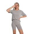 thumbnail image 5 of DAKIMOE Womens Pajamas 2 Piece Lounge Sets for Women Ribbed Knit Matching Outfits Loose T-Shirt and Bodycon Biker Shorts Sleepwear Sweatsuits S-XL, Dark Grey, M, 5 of 7