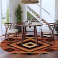 thumbnail image 4 of Aztec Southwest Large Area Rugs for Bedroom Living Room, Soft Non Slip Carpet Bedside Rug, Orange Black Boho Tribes Abstract Round Floor Cover Kitchen Accent Rug 8' for Dining Room/Office, 4 of 9