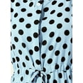 thumbnail image 5 of INSPIRE CHIC Women's Summer Polka Dots Print Ruched Sleeve Button Drawstring Waist Midi Dress, 5 of 5