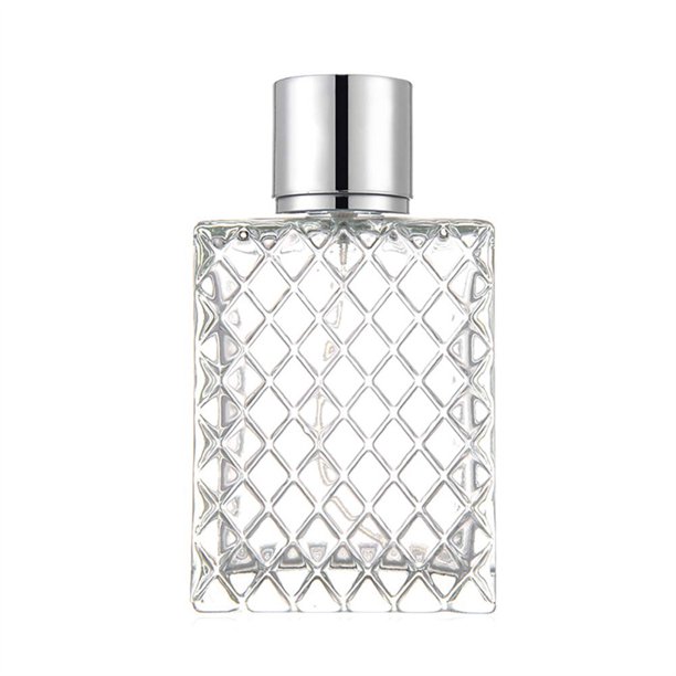 Botella de perfume Gridas cuadradas portátiles transparente de viaje recargable de vidrio de perfume vacío 100ml Inevent HA029859-00