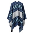 thumbnail image 2 of Women's Shawl Wrap Boho Stripped Open Front Retro Poncho Cape for Fall Winter (Blue), 2 of 5