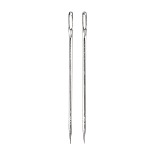 Aguja de tapicería Uxcell Agujas de coser de ojo grande extra largas Agujas de mano rectas Fáciles de enhebrar de acero inoxidable plateadas de 4 pulgadas