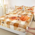 thumbnail image 3 of Manfei Classic Halloween Pumpkin Lantern Fitted Sheet Full,White Ghost Print Bed Set,3 Pieces,1 Fitted Sheet and 2 Pillowcases, 3 of 6