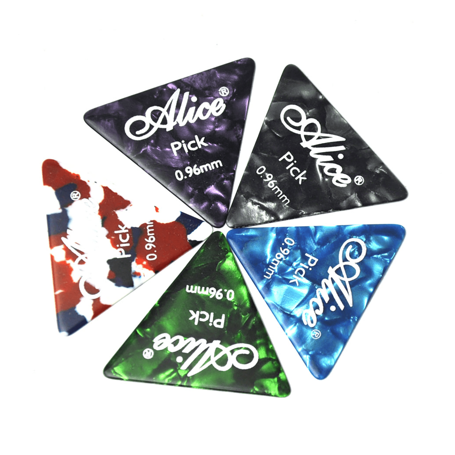 100Pcs Alice 355 Shape Triangle Guitar Picks Celluloid Plectrums 6 Gauges Mixed