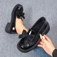 thumbnail image 4 of Miluxas Women's Leather Platform Loafers with Bow - Chunky Trendy Slip-On Dress Shoes for Work & Casual Wear Black 6(37), 4 of 9