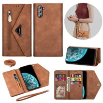 Feishell Crossbody Bag Wallet Case for Samsung Galaxy A14 5G,for Women Men,Luxury PU Leather Zipper Pocket Magnetic Buckle Flip Stand Card Slots Purse Phone Case with Shoulder & Wrist Strap,Brown