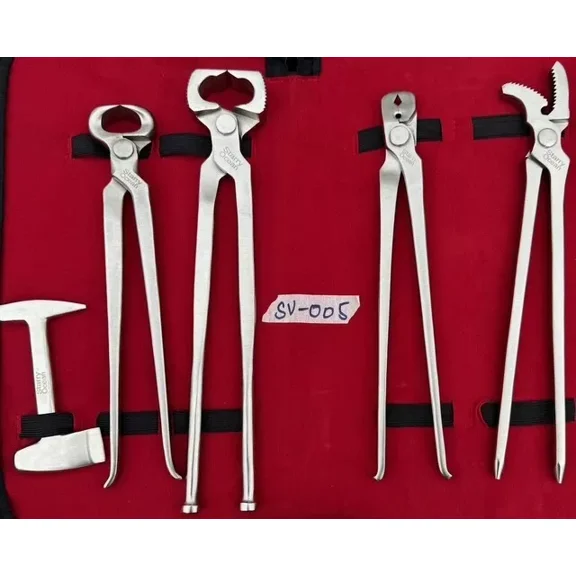 Heavy Duty Professional Farrier Tool Kit for Horse Hoof Care, Clincher, Nipper Tools for Equestrian Use