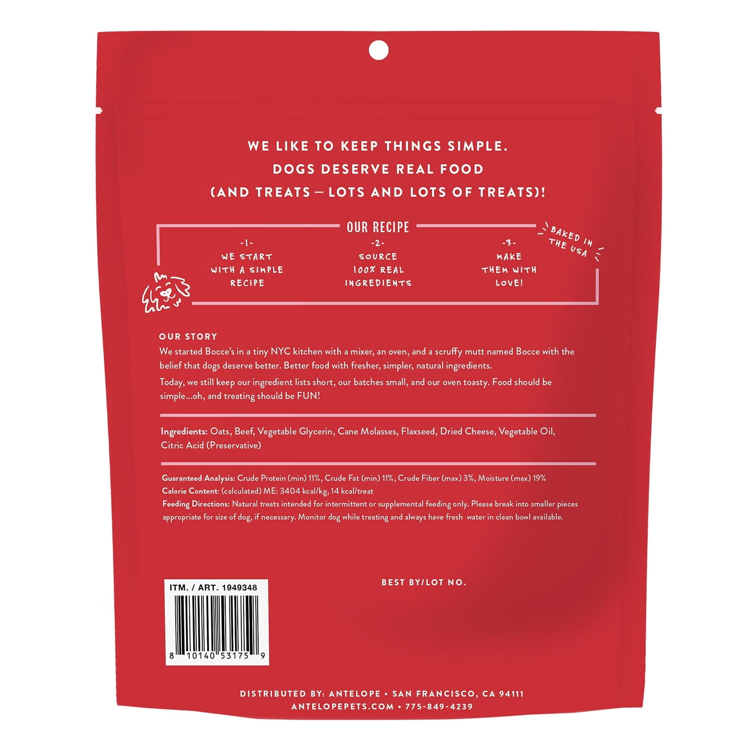 Bocce's Bakery Say Moo Natural Dog Treats, Beef & Cheese, 32 Ounce
