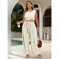 thumbnail image 6 of LANREMON Womens Pants Plus Size Wide Leg Louge Pants Summer Casual Pants for Women Loose Flowy Work White Pants for Women High Waisted Pants XL, 6 of 9