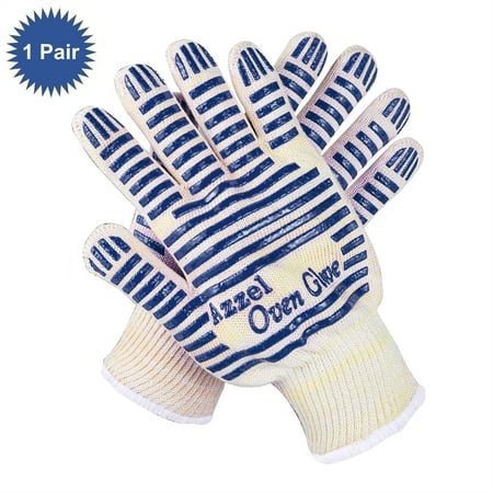 

Azzel Oven Gloves Heat Resistant Oven Mitts with Fingers Extreme Heat Up to 932°F Blue