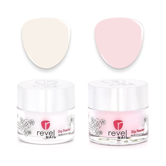 Revel Nail Dip Powder - Polvo de inmersión blanco y rosa para uñas Polvo de uñas resistente a astillas con vitamina E y calcio Manicura DIY