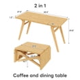 thumbnail image 5 of 2-IN-1 Transformer Coffee Table with Adjustable Height, Extendable Solid Wood Dining Table for 6 People, Convertible Coffee Table for Living Room, Apartment, Space Saving., 5 of 11