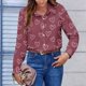 thumbnail image 5 of TaTaai Women Long Sleeve Collared Casual Printed Shirt Button Down Top Ladies Office Commute Daily Wear Soft Comfortable Non See Through Versatile Blouse Gift, 5 of 6
