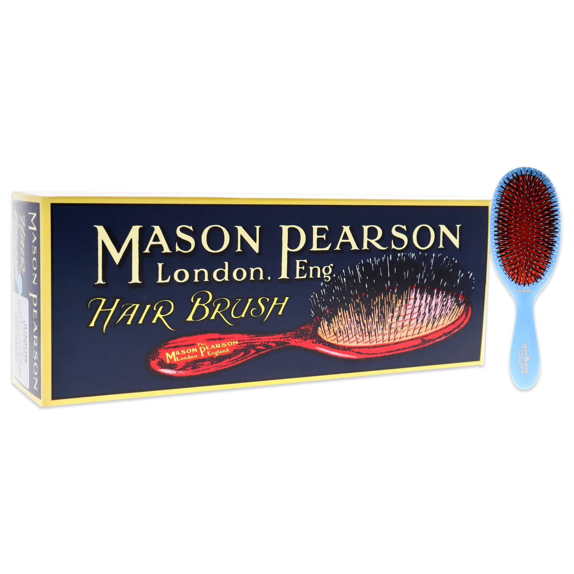 Mason Pearson Junior Mixture Bristle and Nylon Brush - BN2 Blue, 2 Pc Hair  Brush and Cleaning Brush