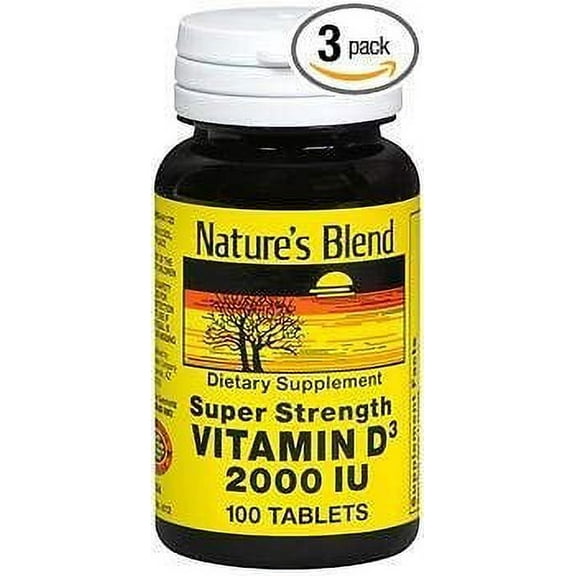 Nature's Blend Vitamin D3 2000 IU Super Strength - 100 Tablets, Pack of 3