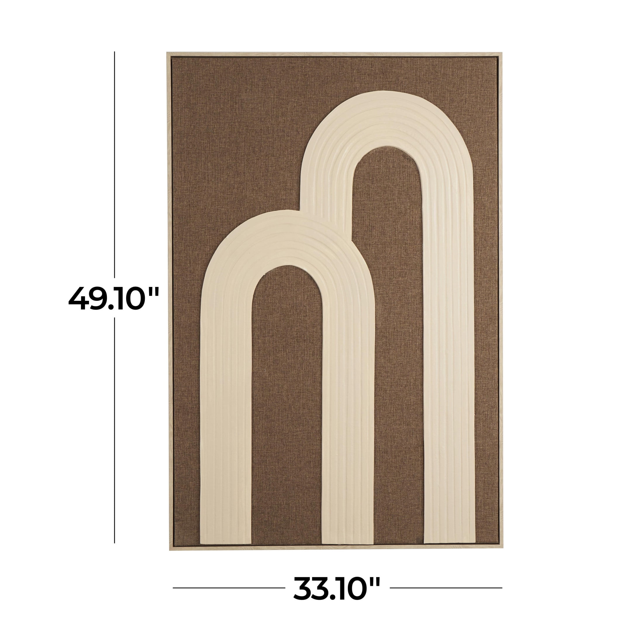 33" x 49" Abstract Framed Wall Art with Overlapping Tan Ribbed Arches, by DecMode