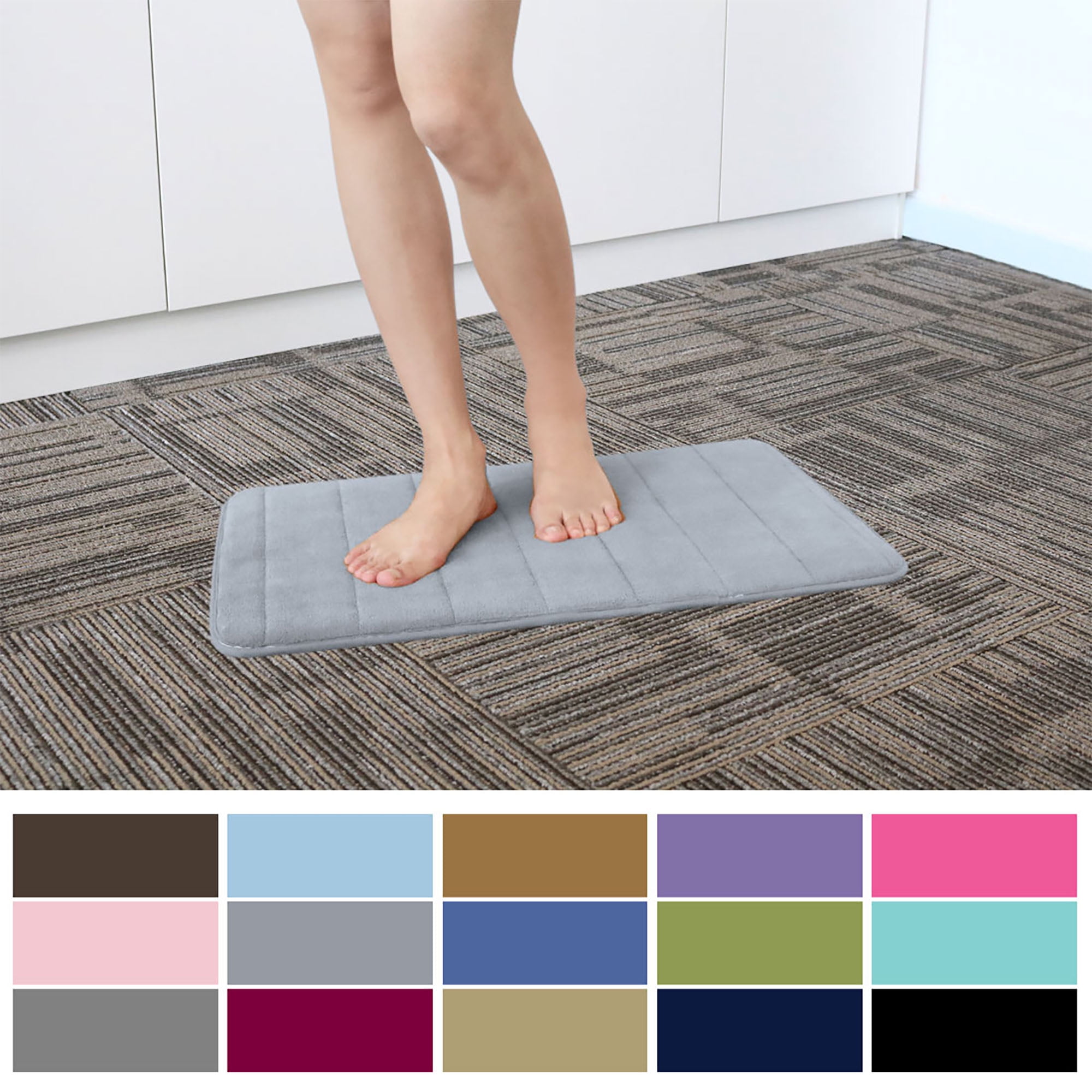 Non Slip Absorbent Bathroom Mat 17x24 Green Details about   Extra Thick Memory Foam Bath Rug 