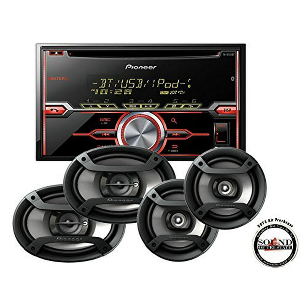 Pioneer InDash Double Din Bluetooth CD Player with TS695P 6x9" and TS