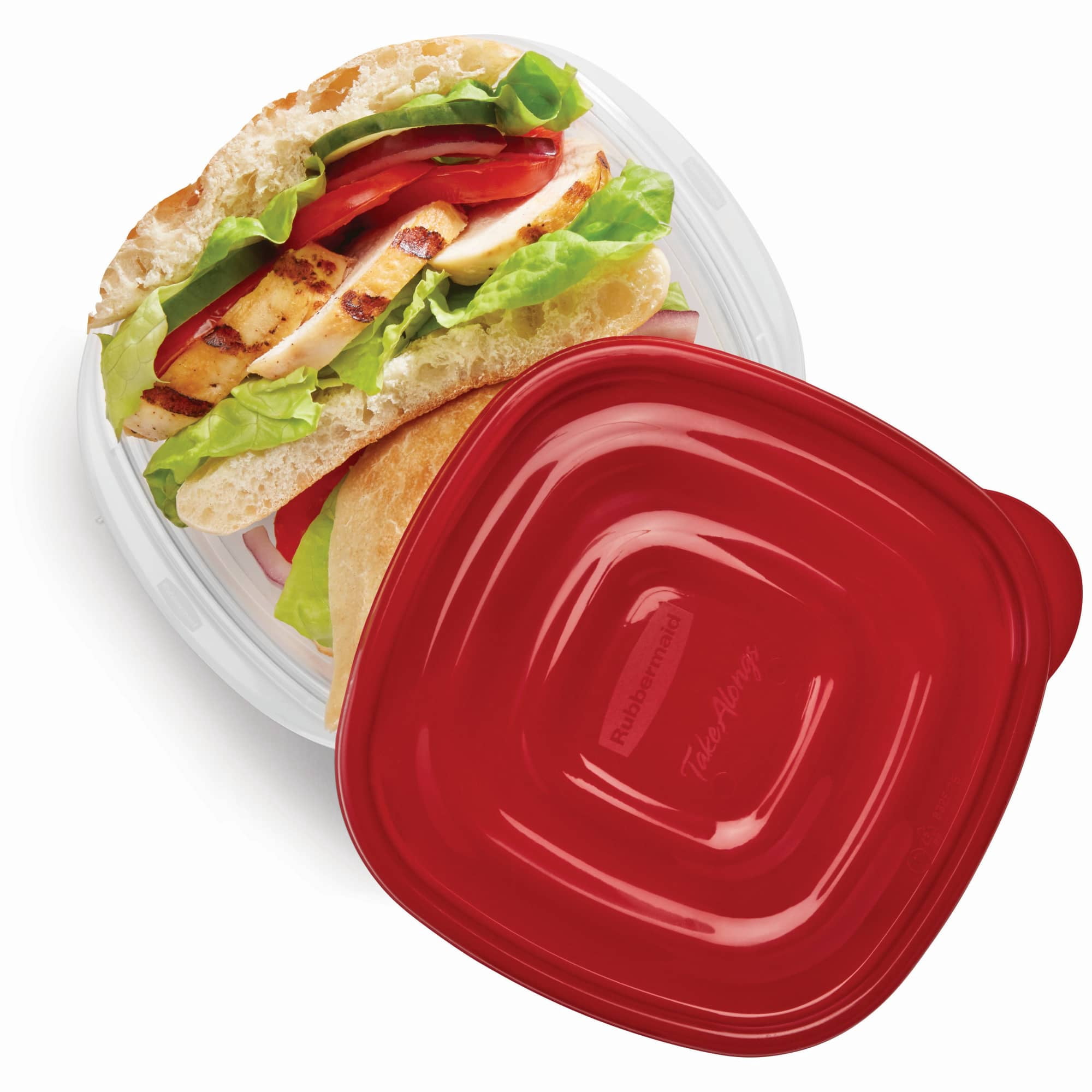 (4 pack) Rubbermaid TakeAlongs 2.9-Cup Square Food Storage Containers, 4-Pack, Red